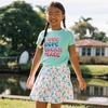 Lands’ End Girls Graphic Tee(Positive Words/Mint)