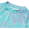 Lands’ End Girls Thermal Base Layer Long Underwear Thermaskin Crew Neck Shirt(Cheetah Rainbow/Aruba Blue)