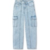 Girls Denim Cargo Wide Leg Jeans(Light Blue Sky)