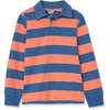 Lands’ End Boys Long Sleeve Collared Rugby Shirt(Bright Orange/Dark Blue Stripe)