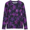 Lands’ End Girls Thermal Base Layer Long Underwear Thermaskin Crew Neck Shirt(Stars/Bright Purple)