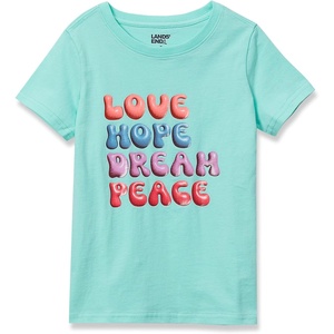 Lands’ End Girls Graphic Tee(Positive Words/Mint)