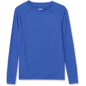 Lands’ End Girls Thermal Base Layer Long Underwear Thermaskin Crew Neck Shirt(Dazzling Blue)