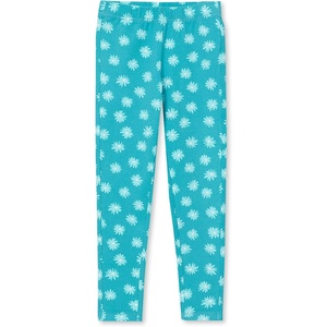 Lands’ End Girls Tough Cotton Novelty Leggings(Floral/Baltic Teal)