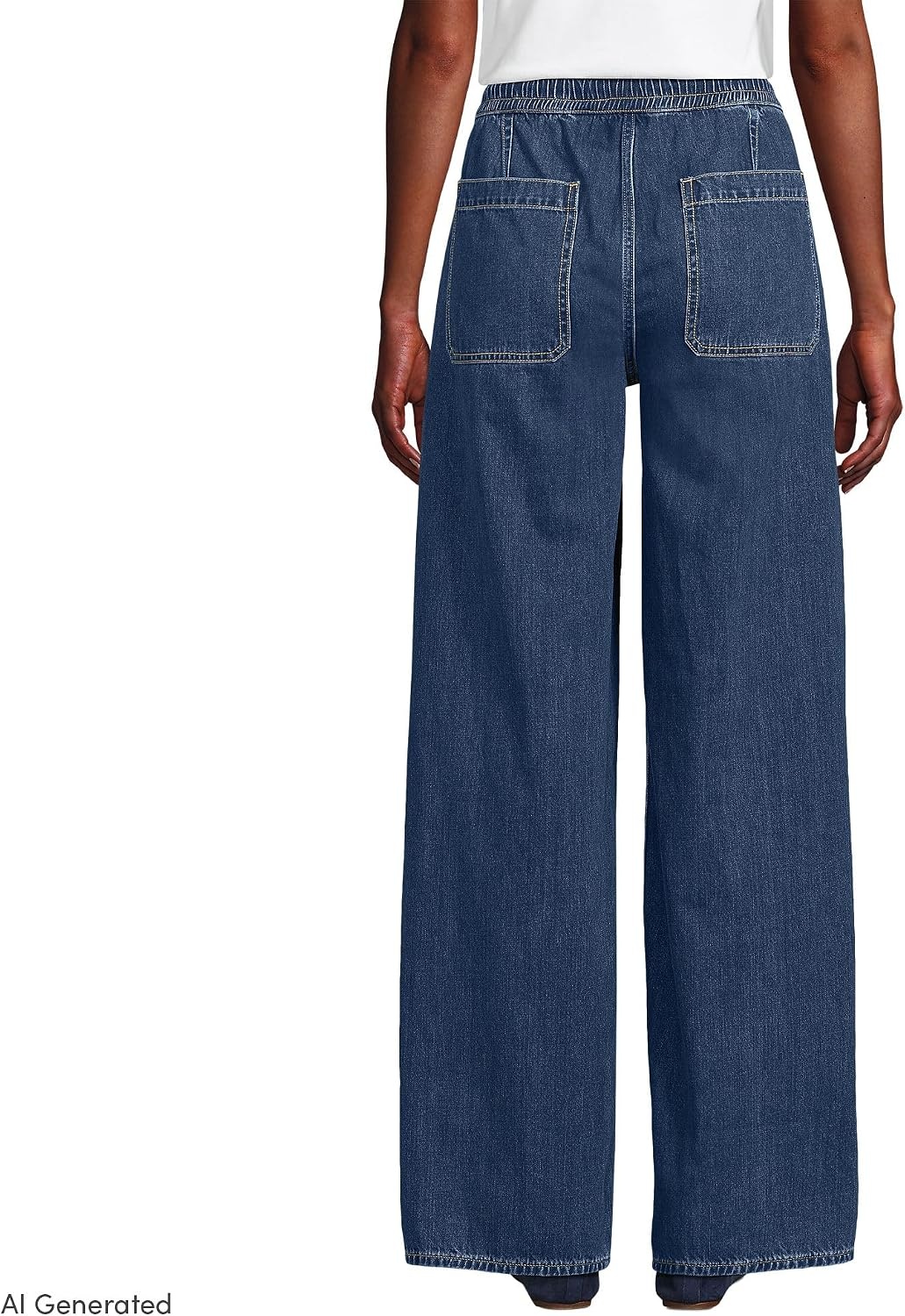 image:imageWomens Lightweight Denim High Rise Relaxed Straight Pull On Pocket JeansCrawford Wash