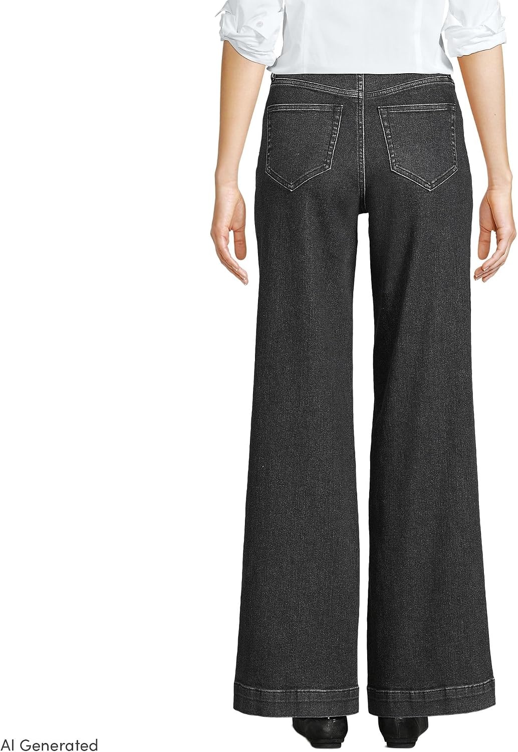 image:imageWomens Tencel Fiber High Rise Wide Leg PantsBlack Stone Wash