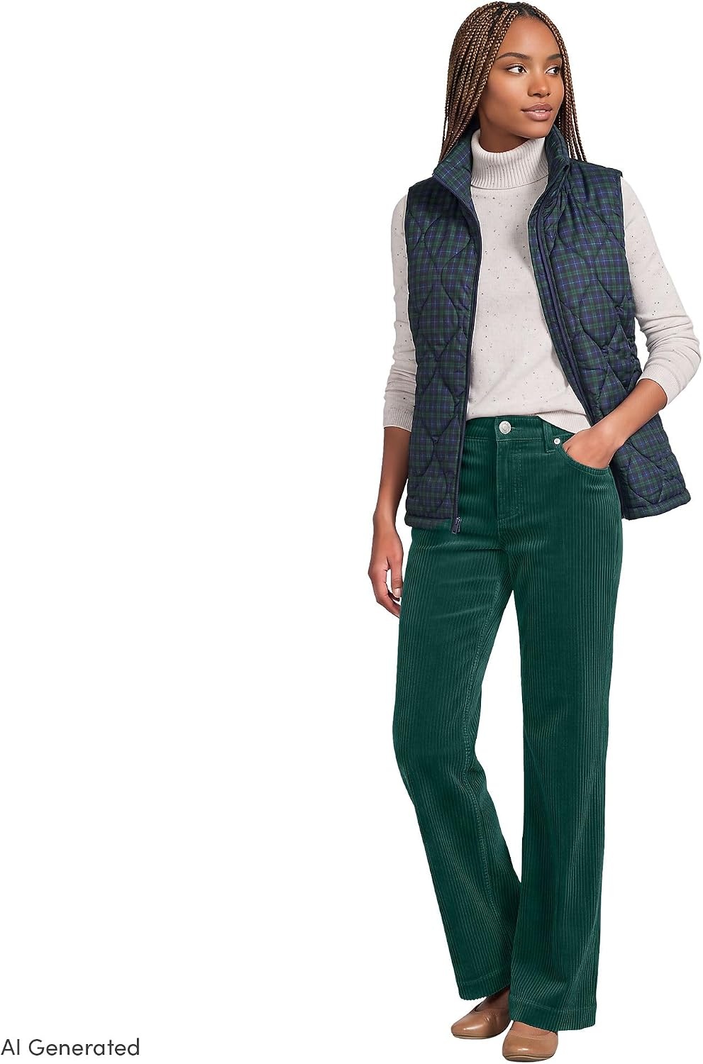 image:imageWomens Tencel Fiber High Rise Wide Leg PantsEvergreen