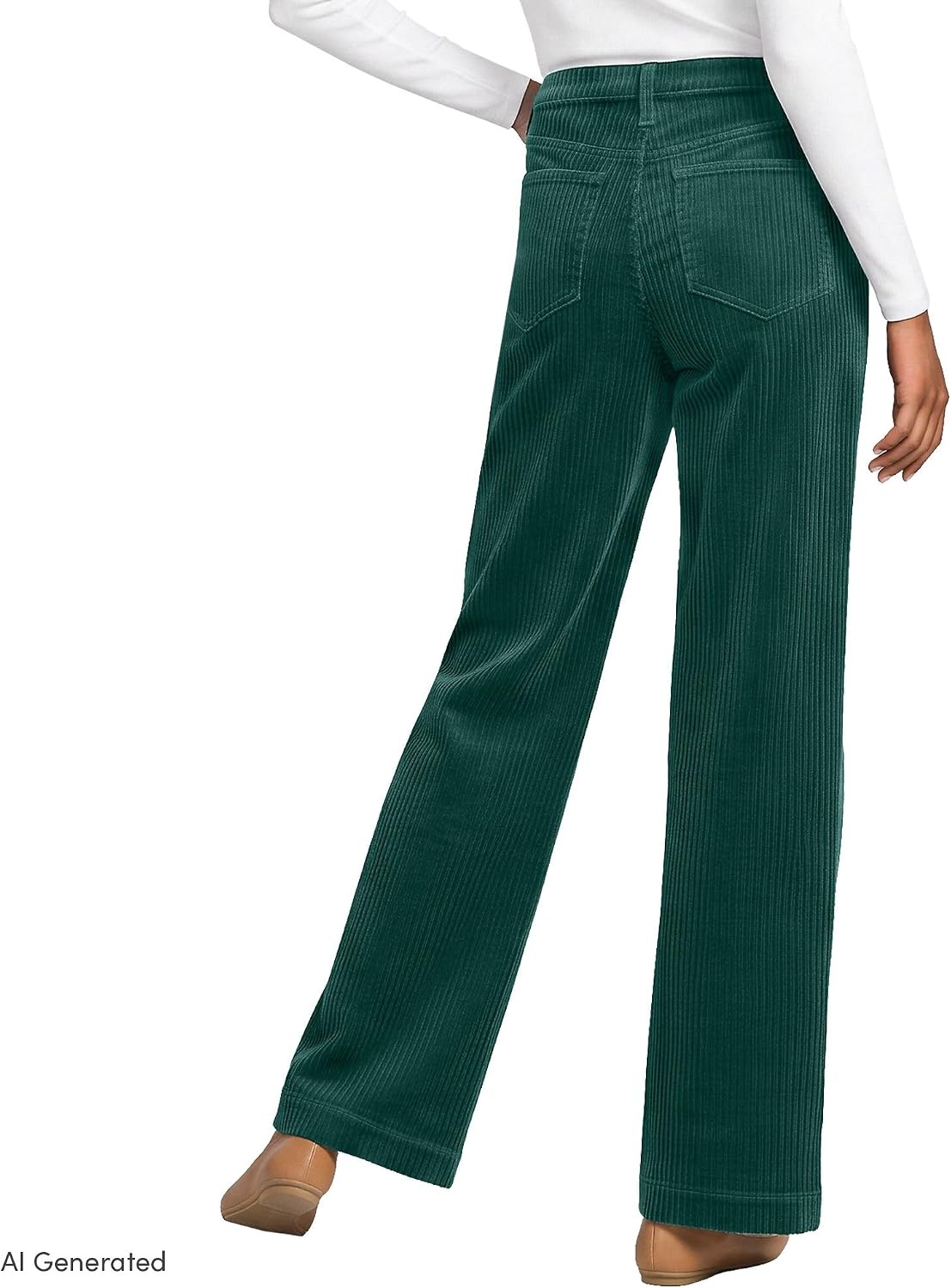 image:imageWomens Tencel Fiber High Rise Wide Leg PantsEvergreen