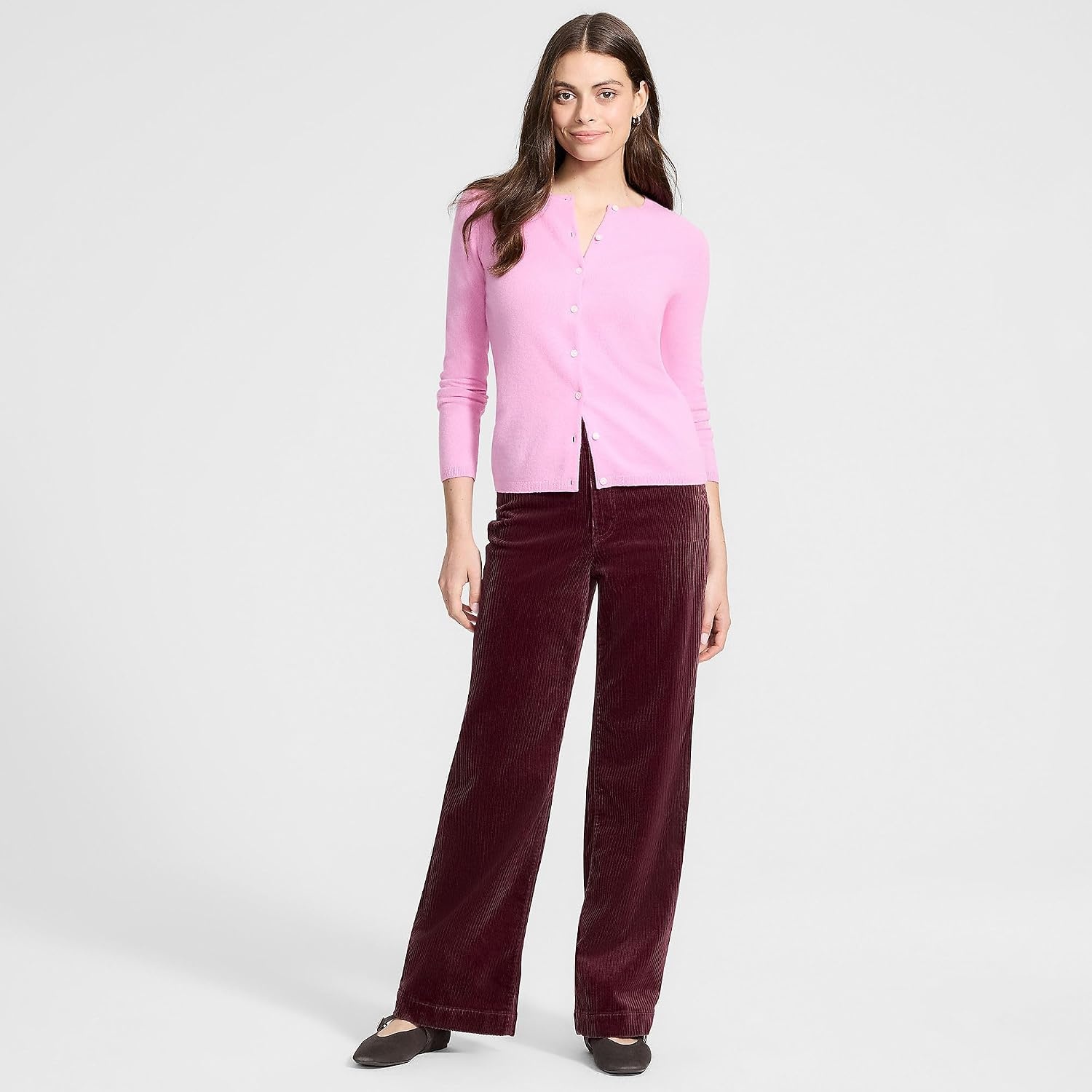 image:imageWomens Tencel Fiber High Rise Wide Leg PantsRich Burgundy