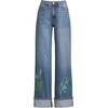 Women’s Tencel™ Fiber High Rise Wide Leg Pants(Embroidered/Medium Ocean Wash)