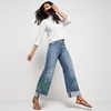 Women’s Tencel™ Fiber High Rise Wide Leg Pants(Embroidered/Medium Ocean Wash)