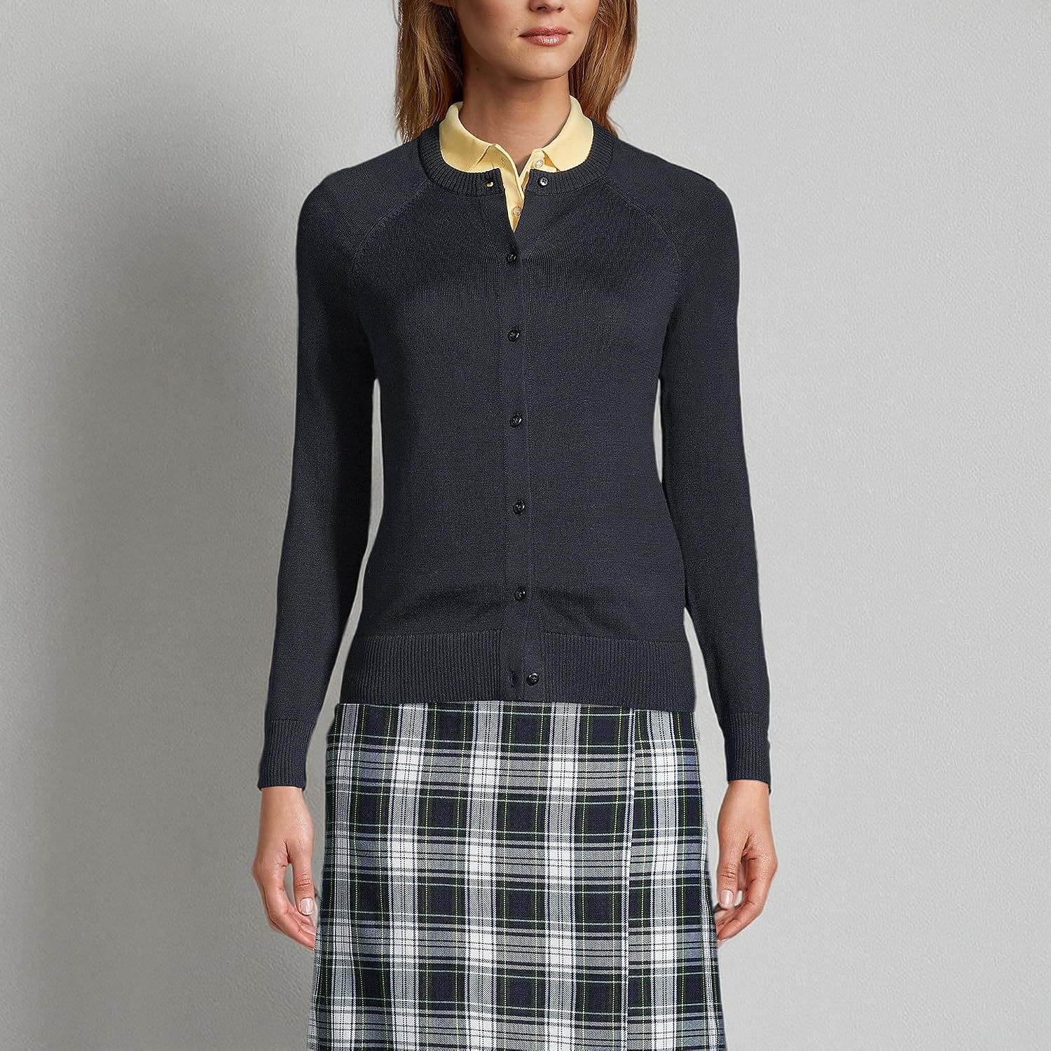 image:imageSchool Uniform Young Womens Cotton Modal Cardigan SweaterBlack