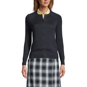 School Uniform Young Women’s Cotton Modal Cardigan Sweater(Black)