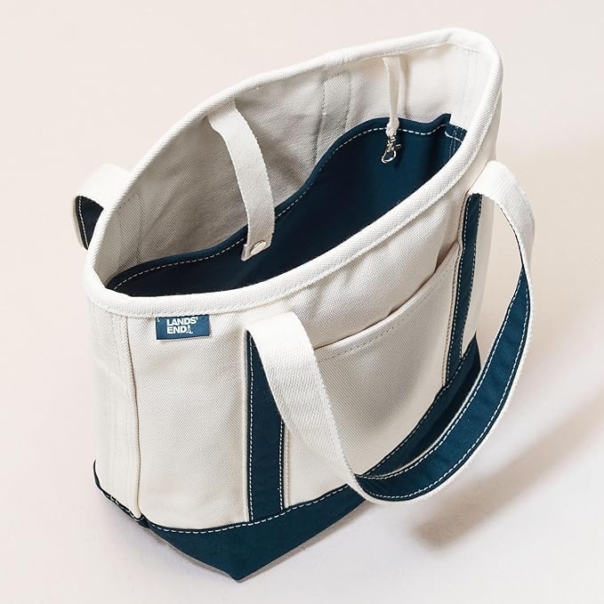 image:imageLands End Open Canvas ToteNaturalRadiant Navy