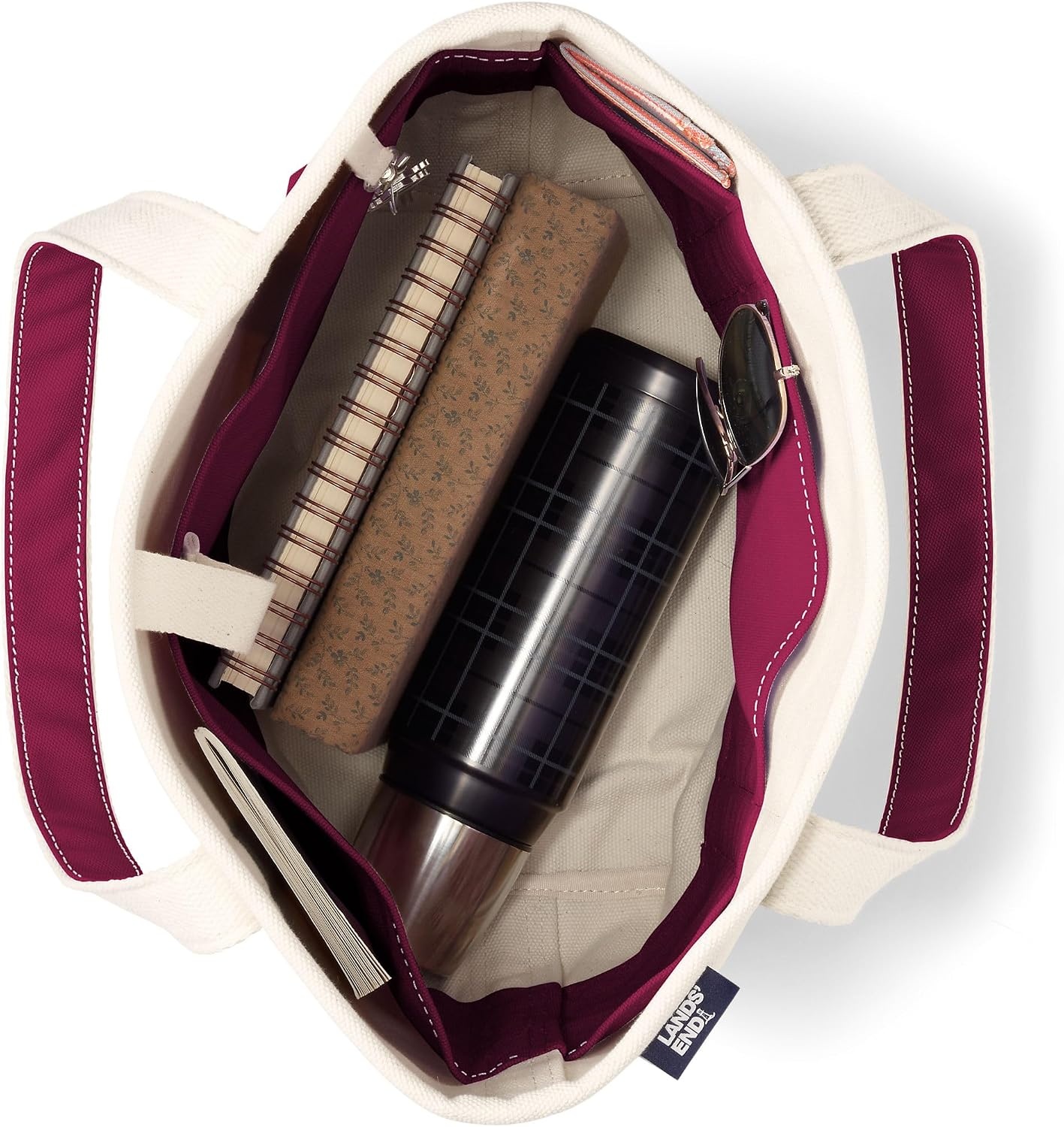 image:imageLands End Open Canvas ToteNaturalRich Burgundy