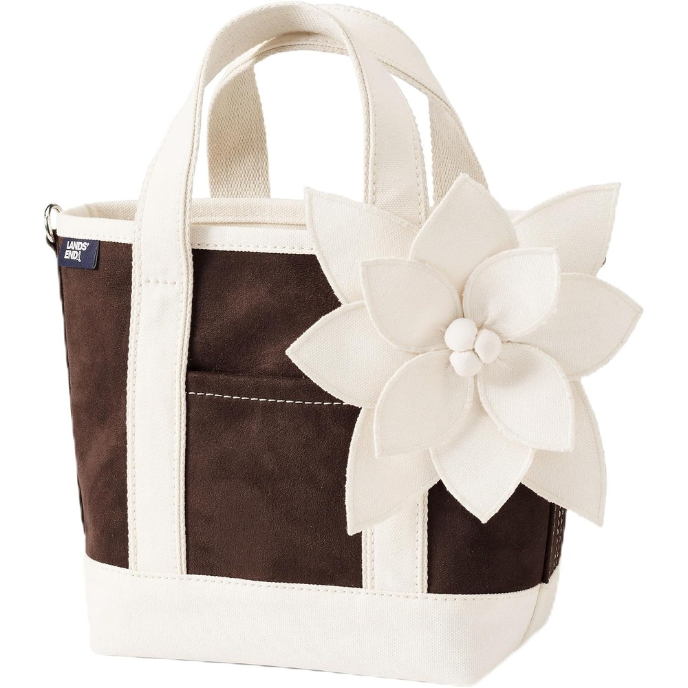 image:imageLands End Open Canvas ToteBrown Faux Suede