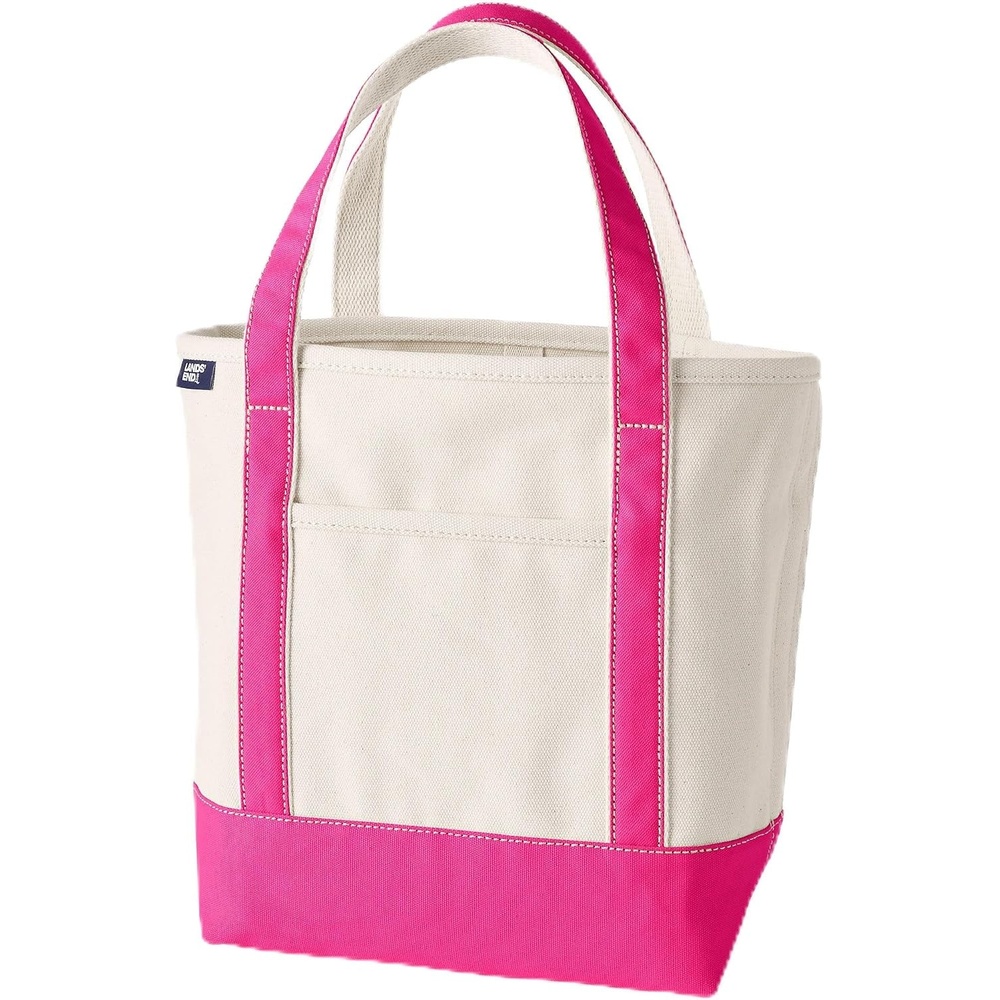 image:imageLands End Open Canvas ToteNaturalHot Pink