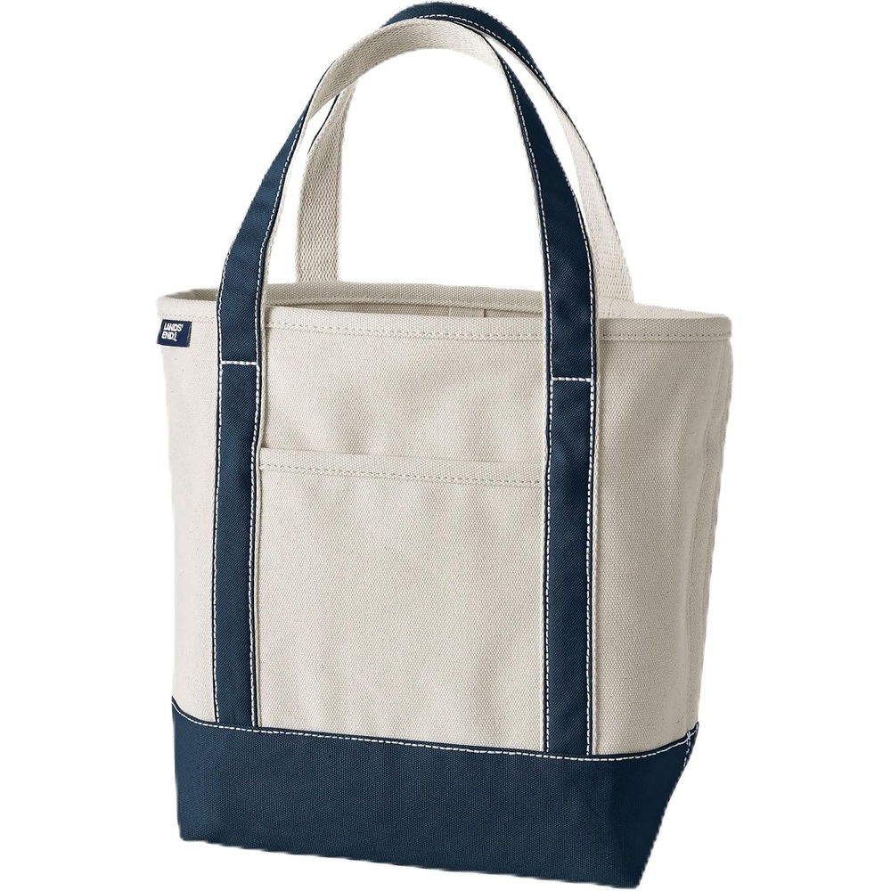 image:imageLands End Open Canvas ToteNaturalRadiant Navy
