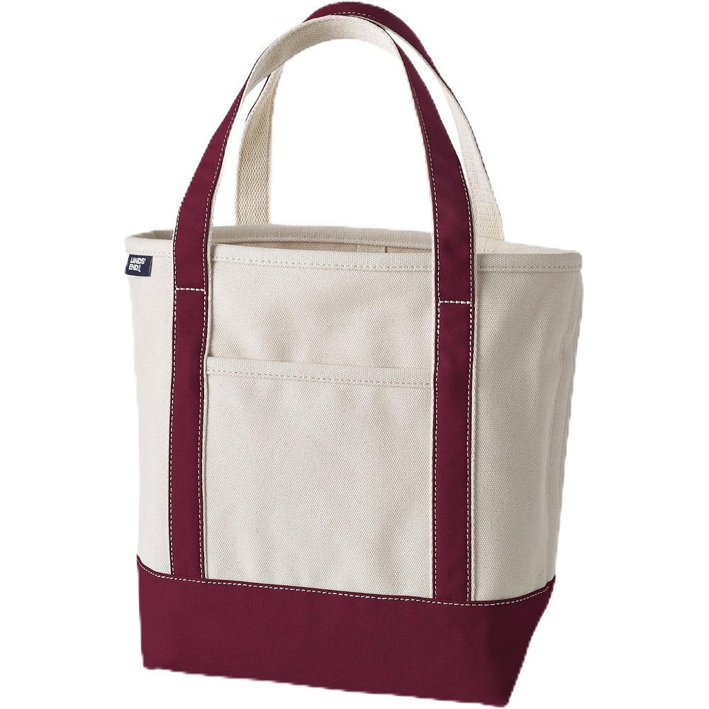 image:imageLands End Open Canvas ToteNaturalRich Burgundy