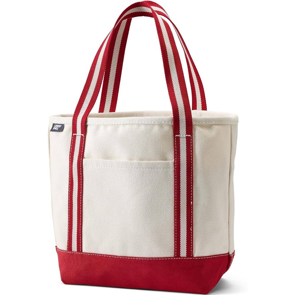 image:imageLands End Open Canvas ToteNaturalRich Red Stripe