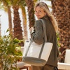 Lands’ End Open Canvas Tote(Natural/Dark Olive Green)