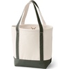 Lands’ End Open Canvas Tote(Natural/Dark Olive Green)