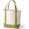 Lands’ End Open Canvas Tote(Natural/Lime Green)