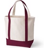 Lands’ End Open Canvas Tote(Natural/Rich Burgundy)