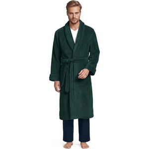 Lands’ End Men’s Calf Length Terry Robe(Dark Pine Green)