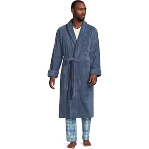 Lands’ End Men’s Calf Length Terry Robe(Nightfall Blues)