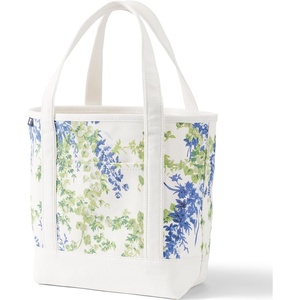 Lands’ End Open Canvas Tote(Ivory/Periwinkle Blooms)