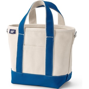 Lands’ End Open Canvas Tote(Natural/Beacon Blue)