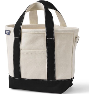 Lands’ End Open Canvas Tote(Natural/Black)