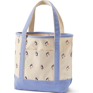 Lands’ End Open Canvas Tote(Natural/Blue Sky Puffins)