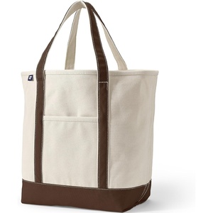 Lands’ End Open Canvas Tote(Natural/Brown Root)