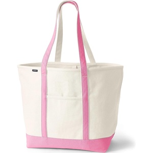 Lands’ End Open Canvas Tote(Natural/Fresh Pink)