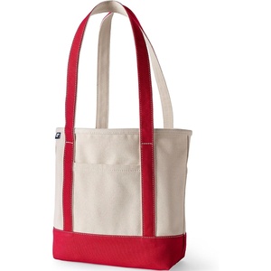 Lands’ End Open Canvas Tote(Natural/Heritage Red)