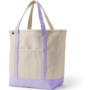 Lands’ End Open Canvas Tote(Natural/Lavender Cloud)