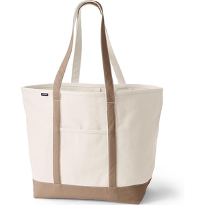 Lands’ End Open Canvas Tote(Natural/Rich Camel)