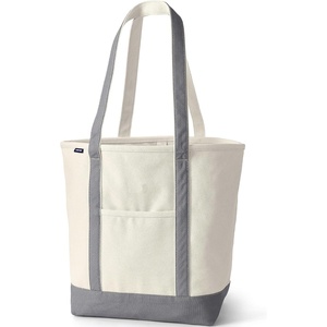 Lands’ End Open Canvas Tote(Natural/Silver Graphite)