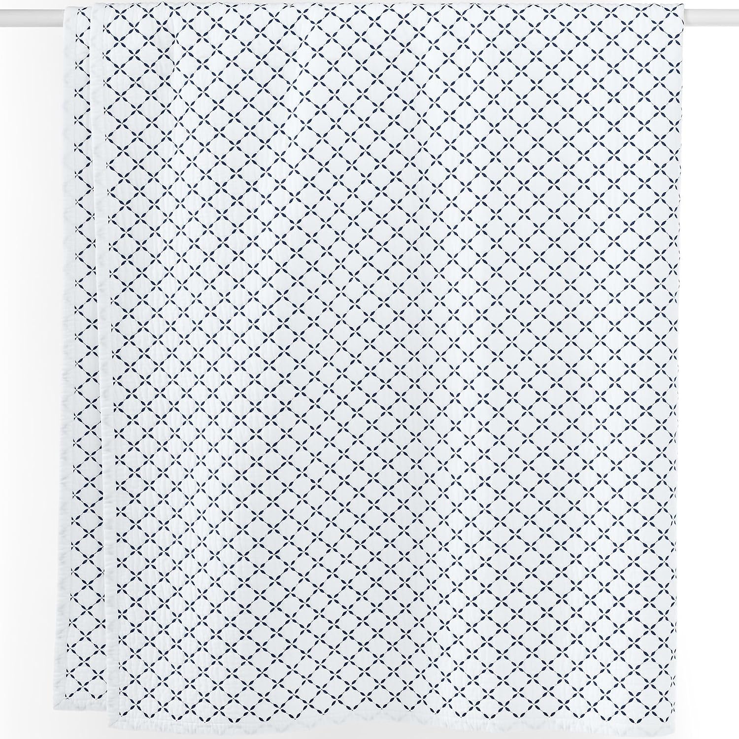 image:imageLands End Embroidered Diamond Double Voile Quilt Twin Antique NavyAntique Navy