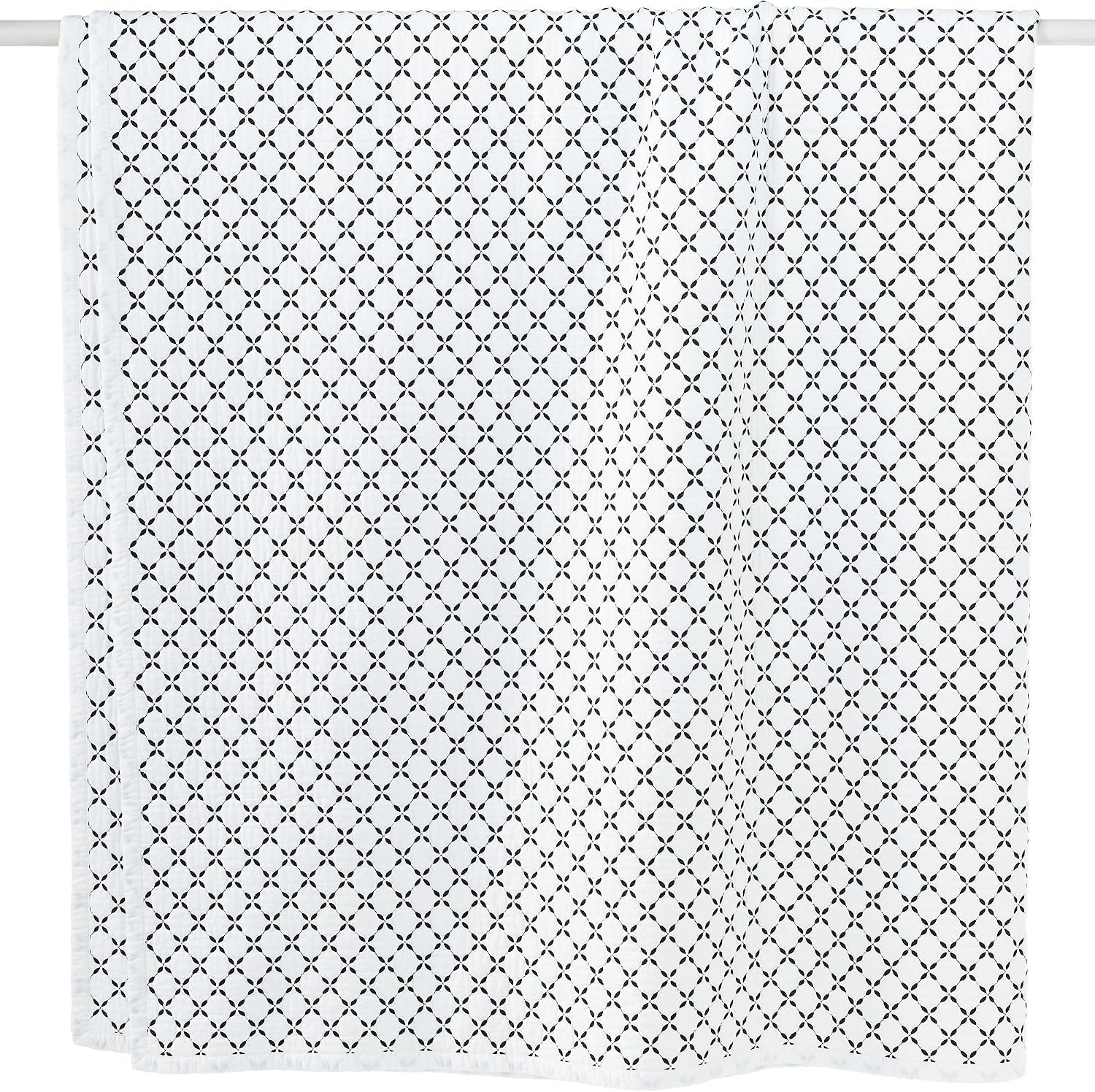 image:imageLands End Embroidered Diamond Double Voile Quilt Twin Antique NavyBlack Slate