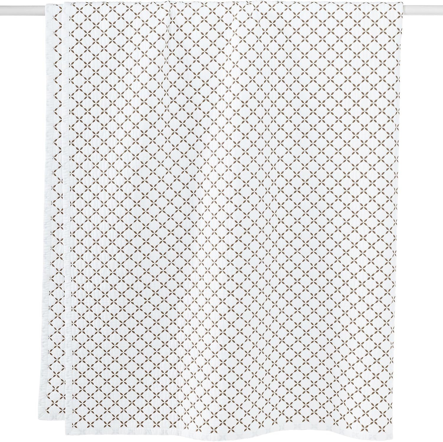 image:imageLands End Embroidered Diamond Double Voile Quilt Twin Antique NavyDark Jute Brown