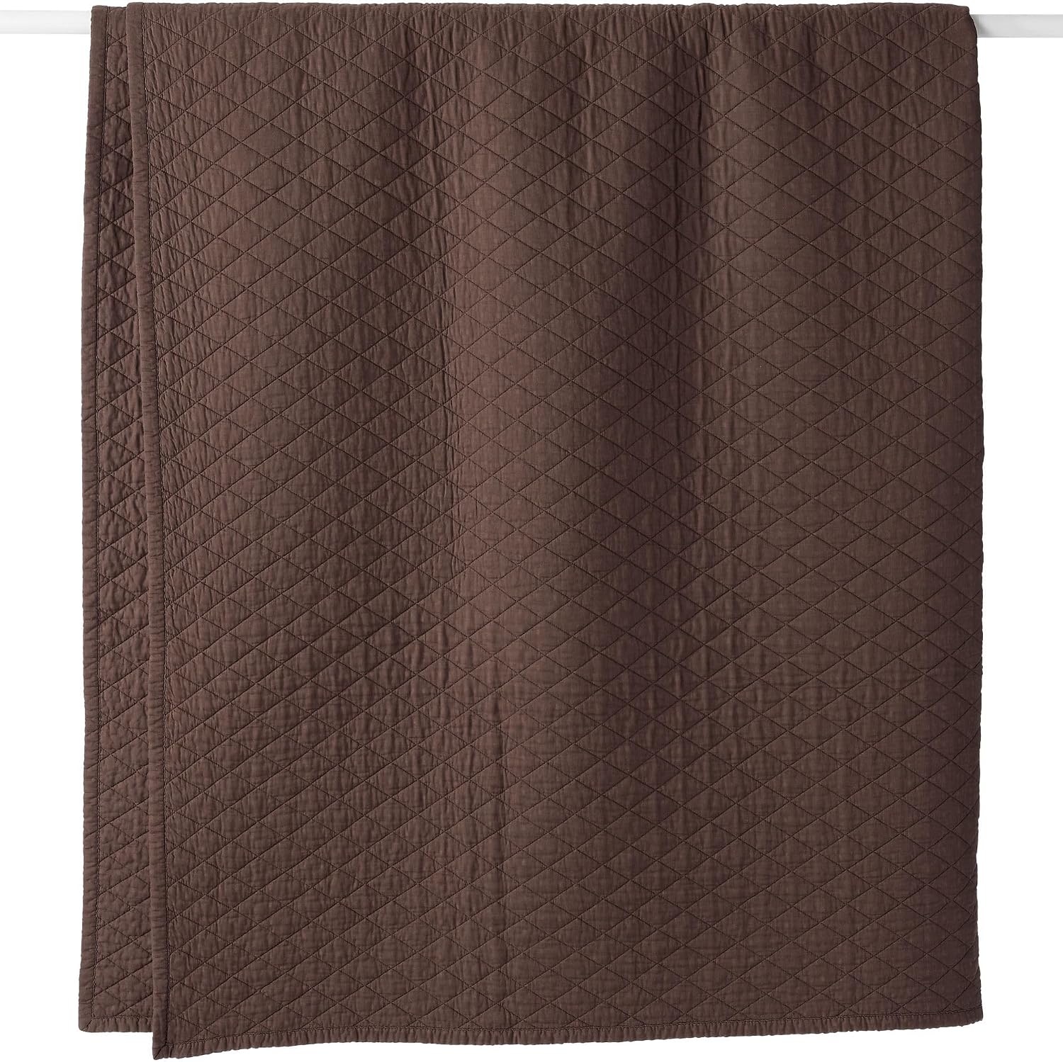 image:imageLands End Embroidered Diamond Double Voile Quilt Twin Antique NavyDark Walnut Brown
