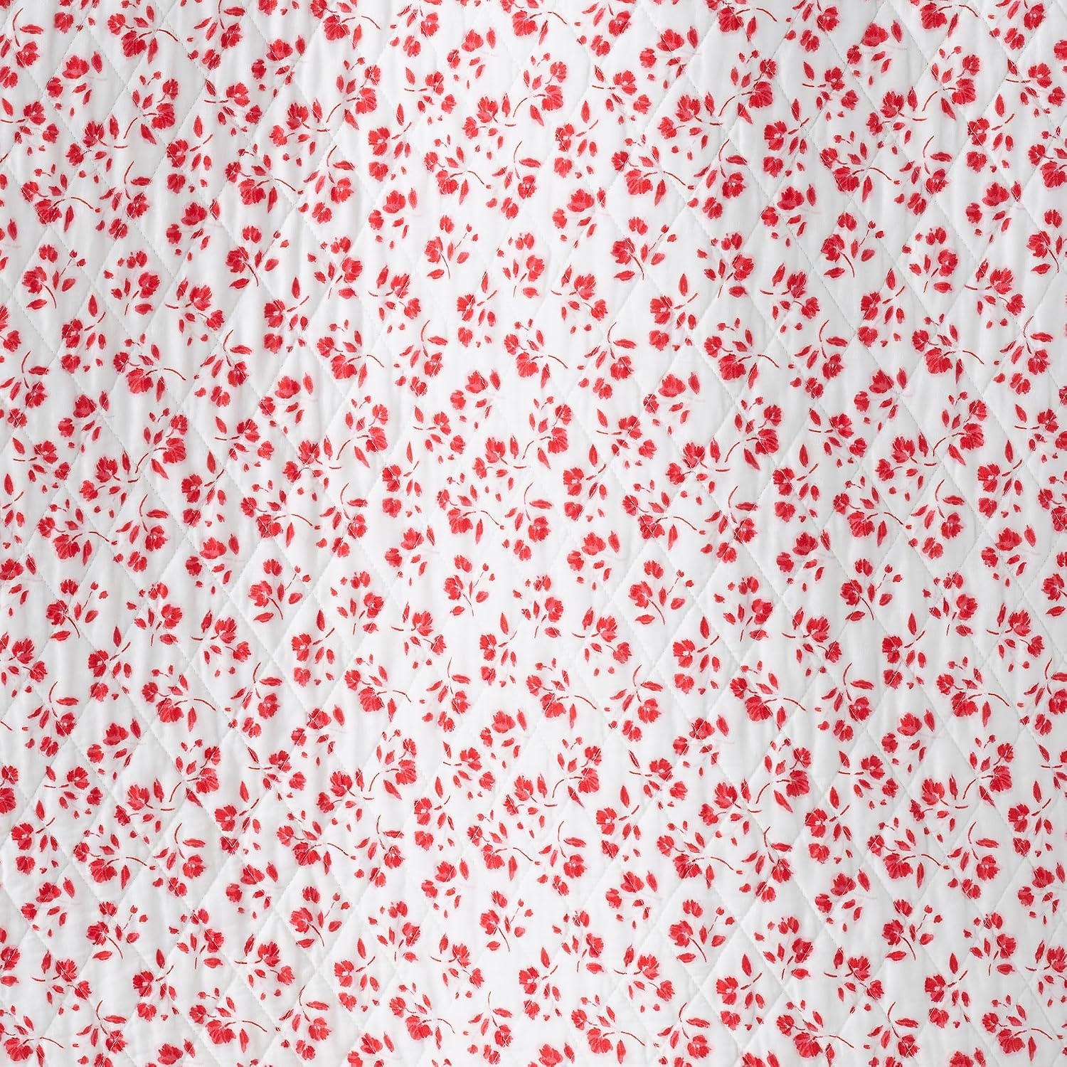 image:imageLands End Embroidered Diamond Double Voile Quilt Twin Antique NavyIvoryCoral Red Blooms