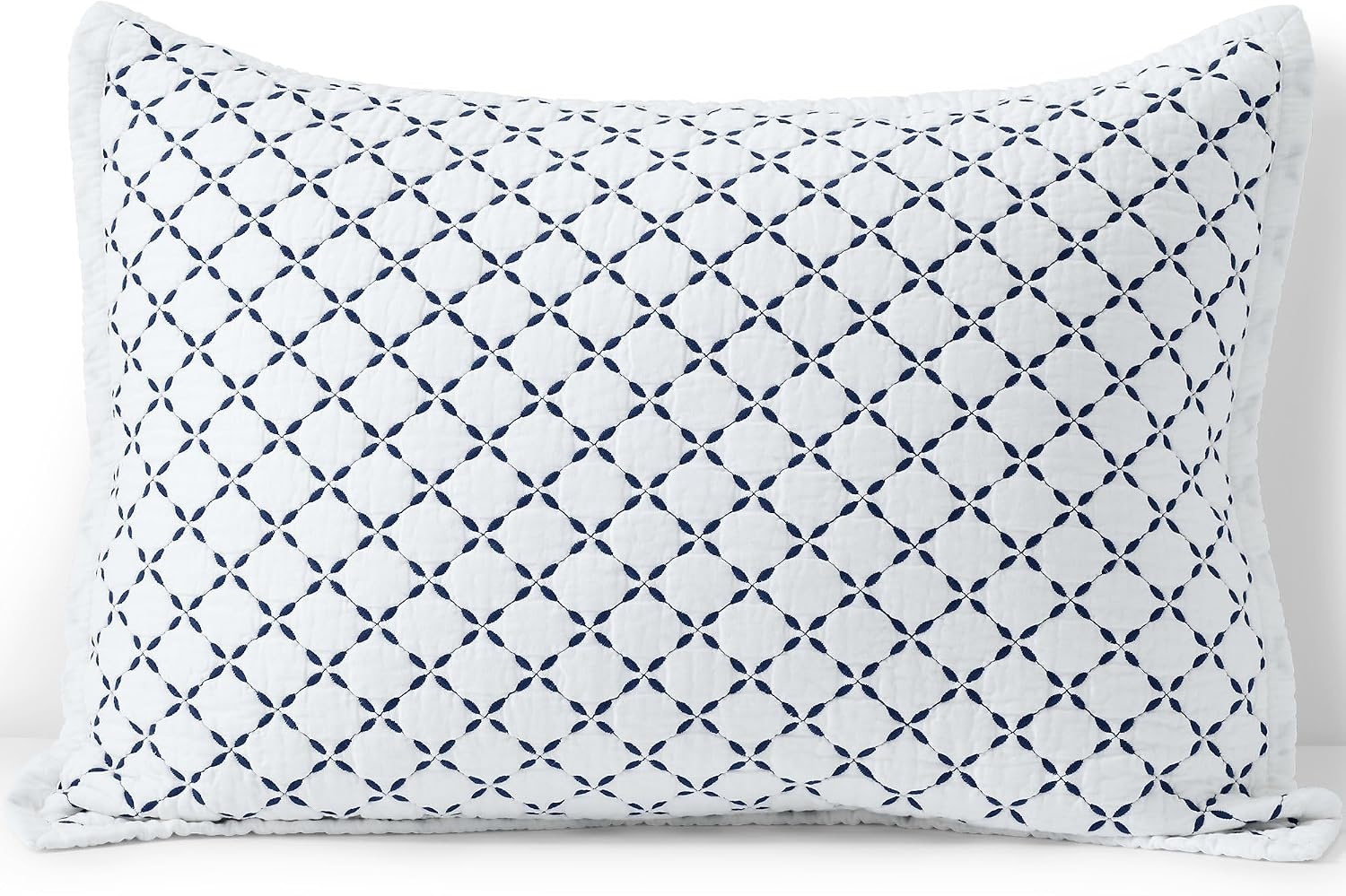 image:imageLands End Embroidered Diamond Double Voile Sham Standard Antique NavyAntique Navy