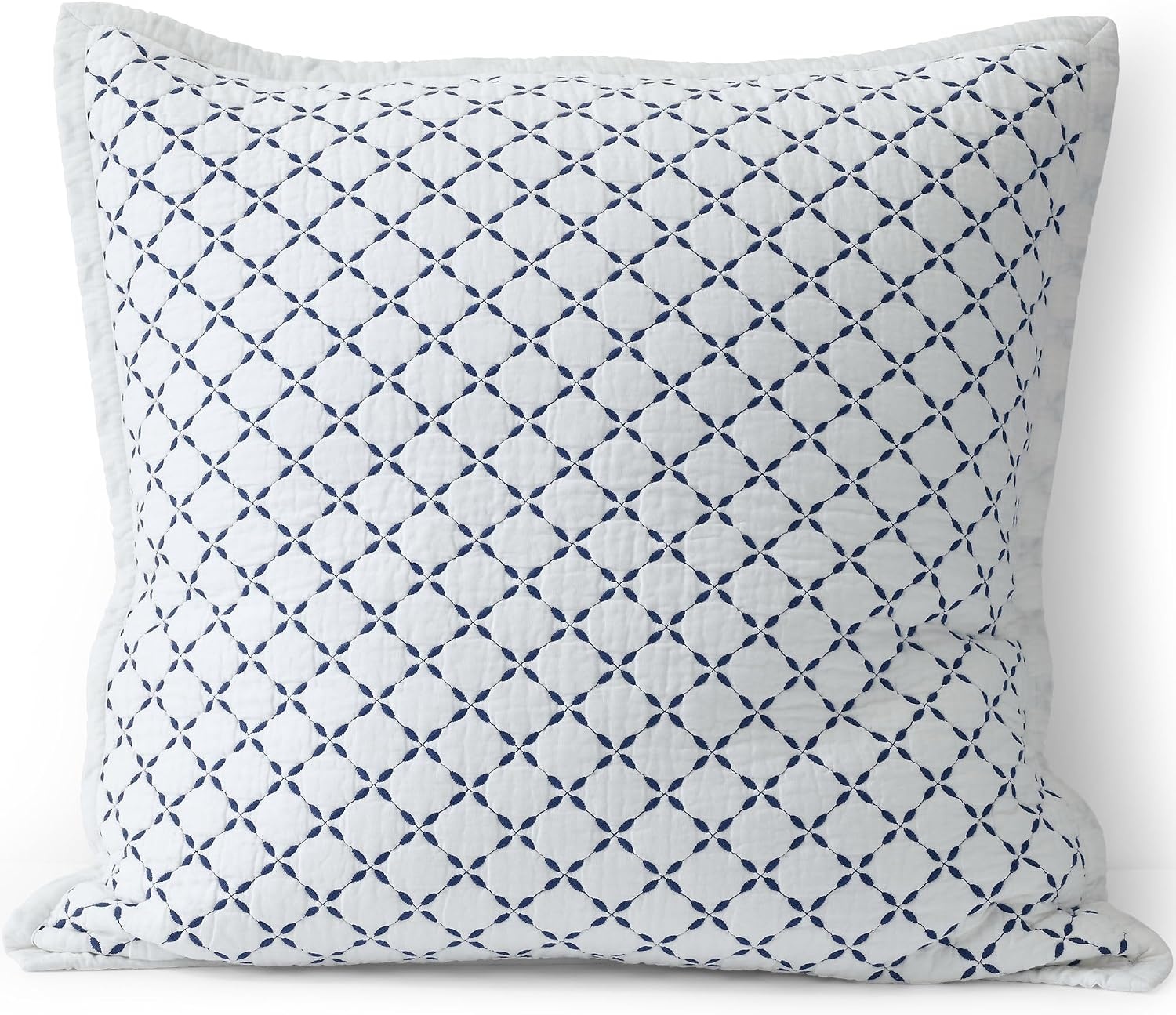 image:imageLands End Embroidered Diamond Double Voile Sham Standard Antique NavyAntique Navy