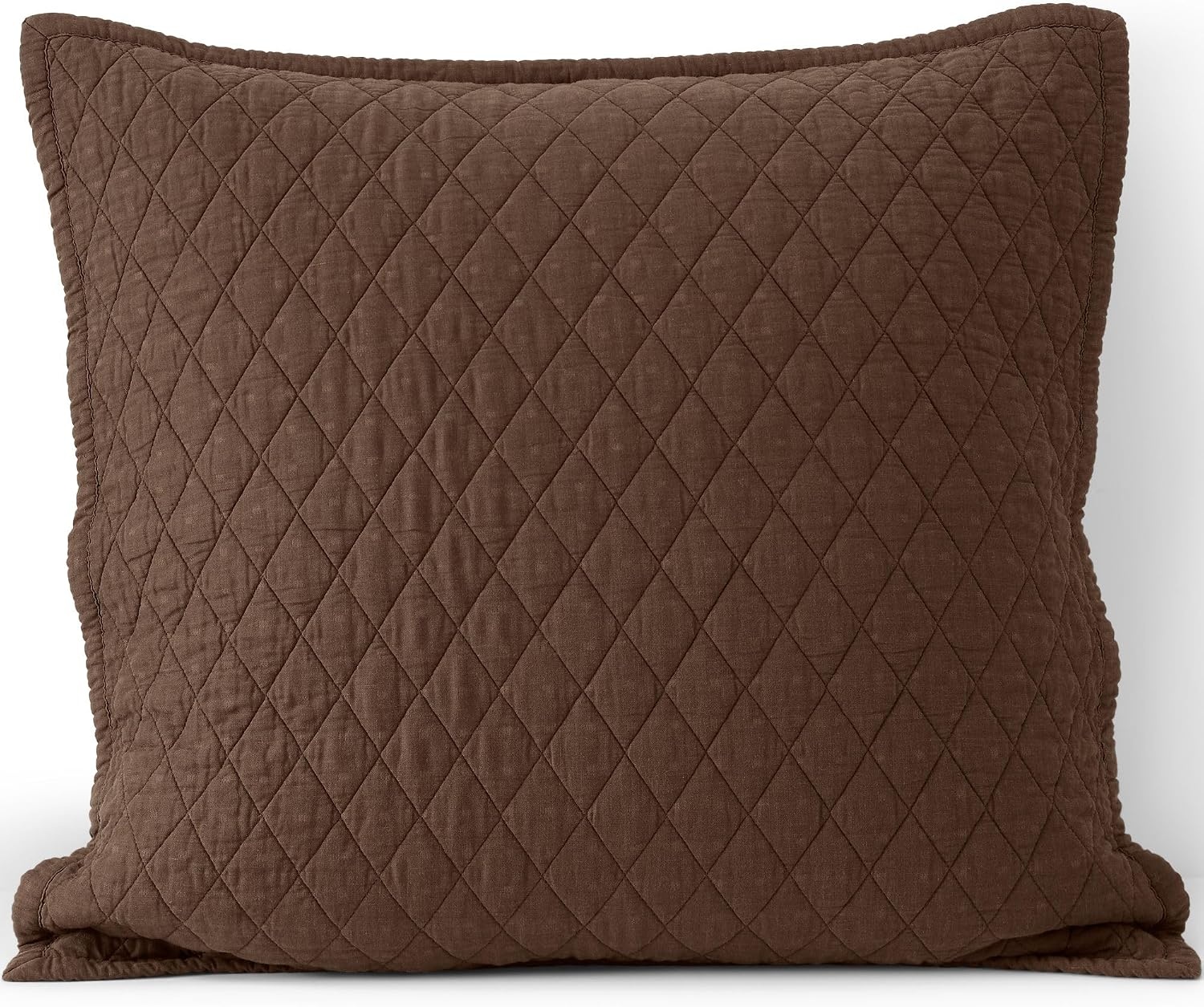 image:imageLands End Embroidered Diamond Double Voile Sham Standard Antique NavyDark Walnut Brown
