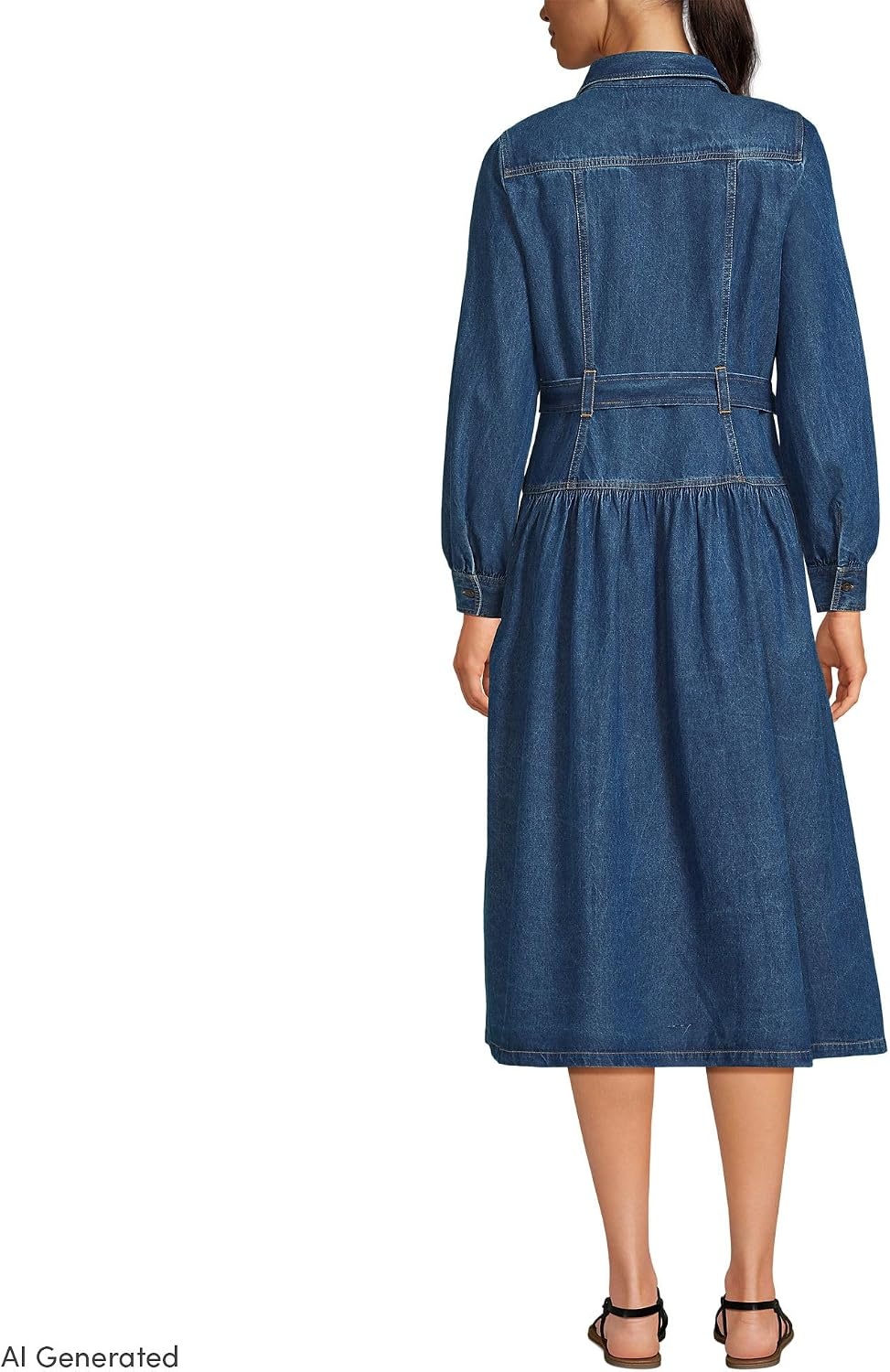 image:imageWomens Soft Denim Midi Shirt DressIndigo Medium Wash