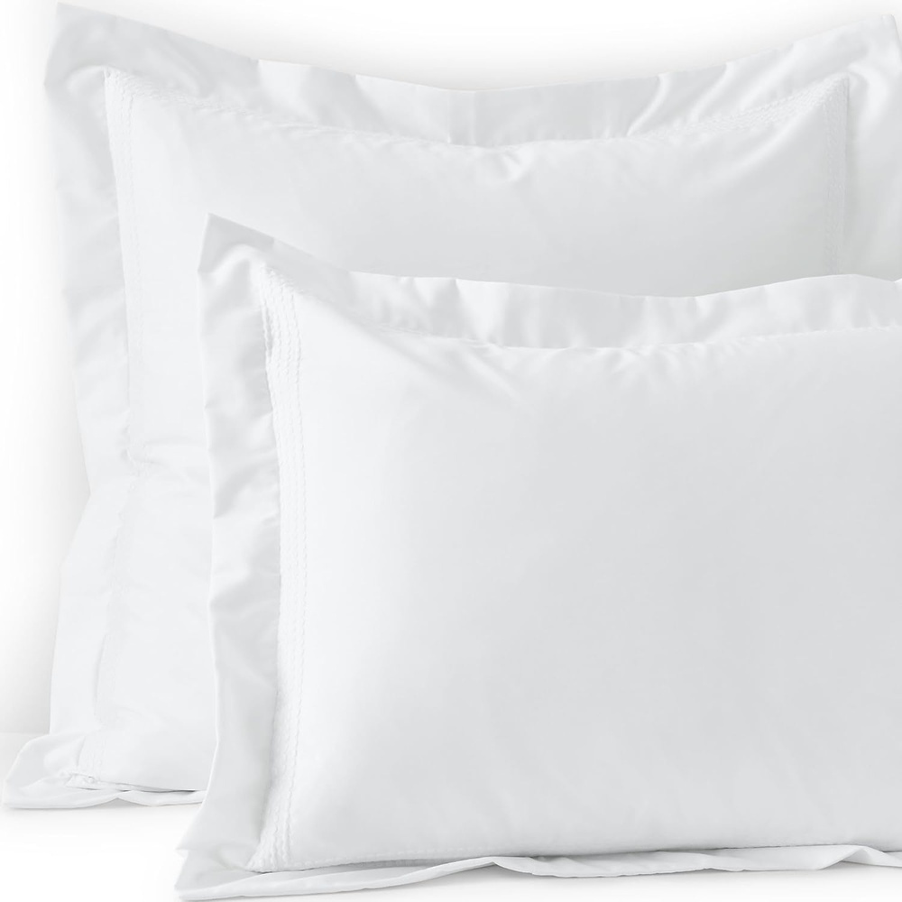 image:image400 Thread Count Premium Supima Cotton No Iron Sateen Embroidered Pillow Sham Std Dusk Indigo Sky DotsWhite Dots